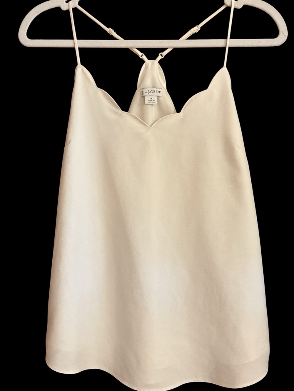 J by J. Crew Cream Scallop-Edge Adjustable Dainty Camisole Tank